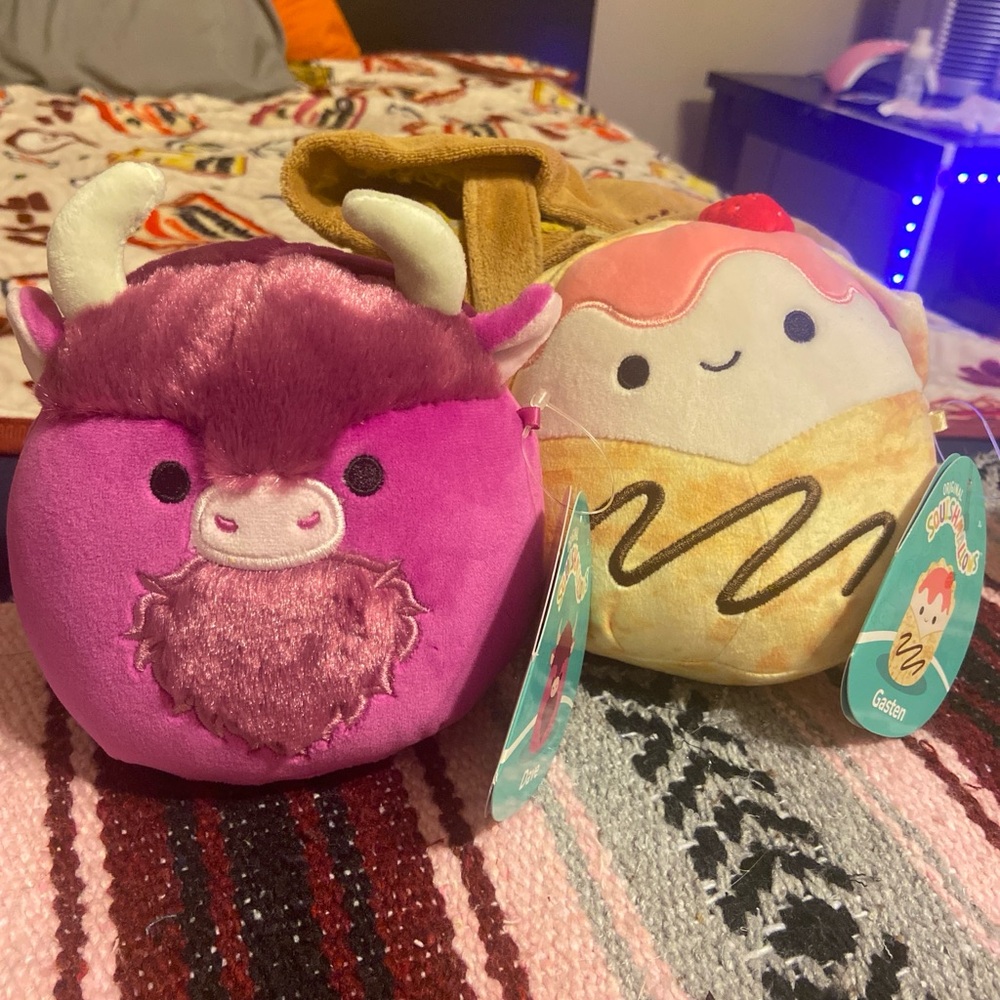 Squishmallows Plush lot Purple Bull and ice Cream Plush Duo small 6in nwt + Gift